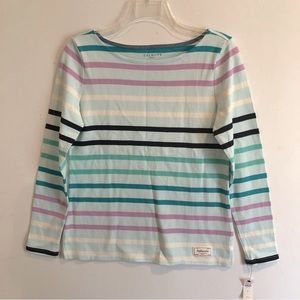 TALBOTS NWT Sz PP Stripe Cotton Long Sleeve TOP